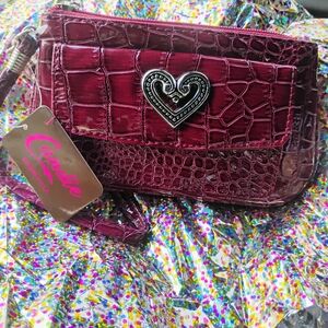 Candie's Burgundy Croc-Embossed Wristlet